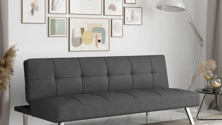 Modern gray couch without armrests