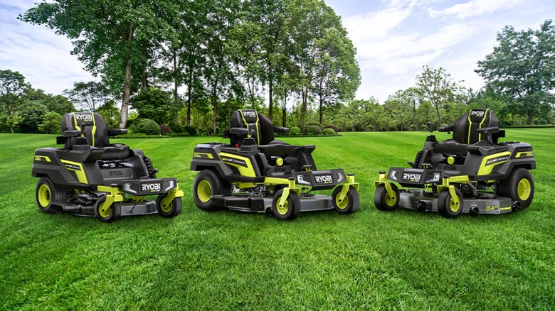 ryobi 80v zero turn brushless riding mower in three sizes