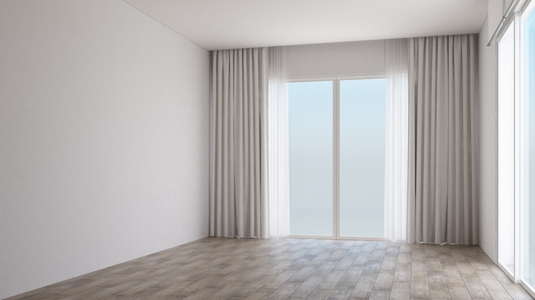 Curtains on a sliding glass door