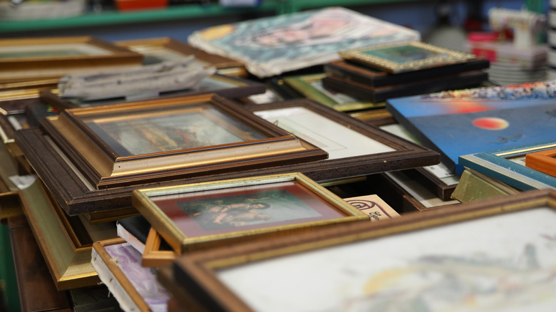 Picture frames for sale at a thrift store