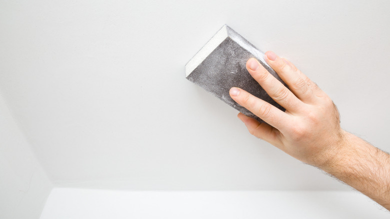 sanding a finished ceiling