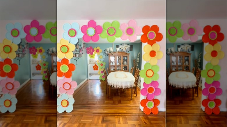 DIY paper plate spring flower decor