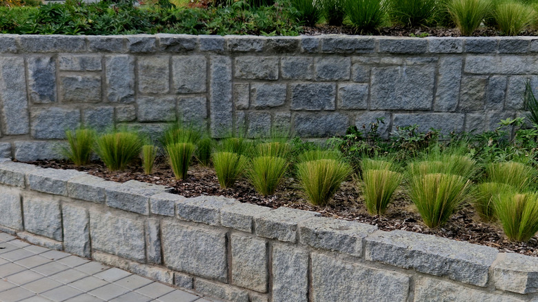 Granite retaining wall.