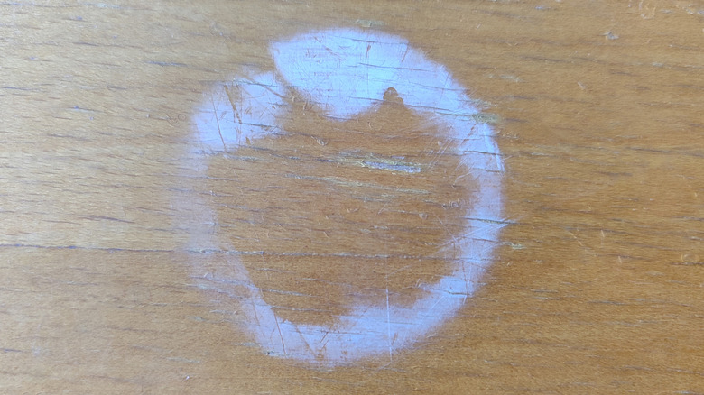 white water stain in an oak finish