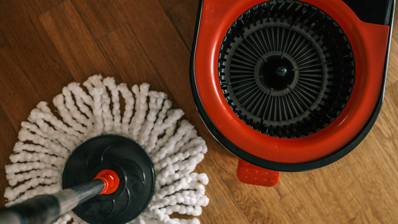 Spin mop ready for cleaning