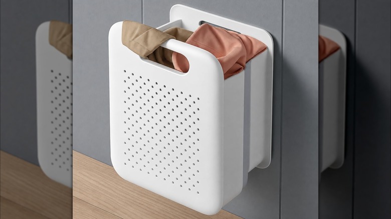 Goderewild Large Collapsible Laundry Basket mounted on wall