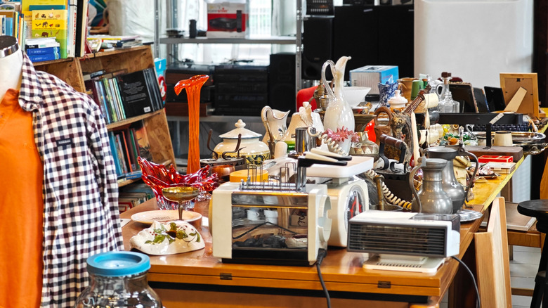 A thrift store with decor and vintage tech