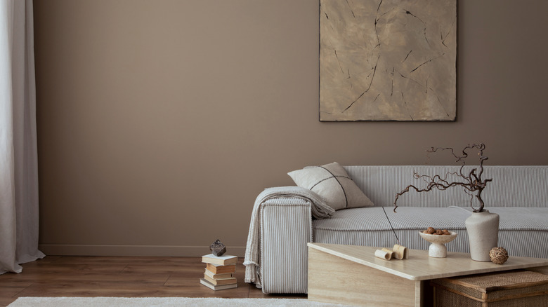 taupe living room with wood