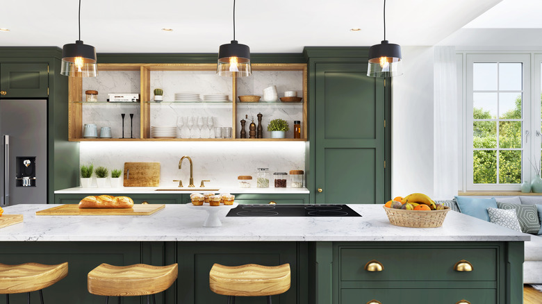 Modern olive green kitchen