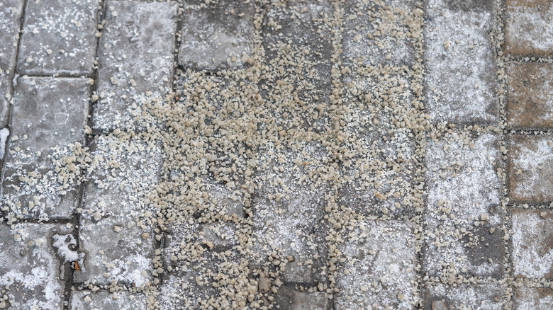 Salt on sidewalk