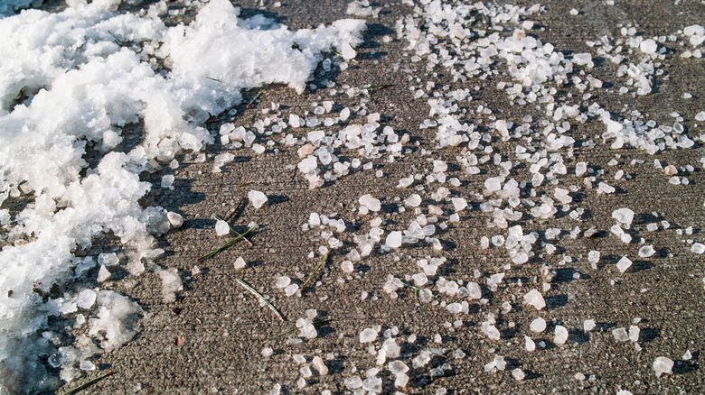 Ice melt on a driveway