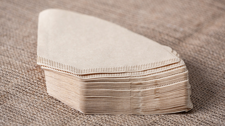 Stacks of coffee filters.