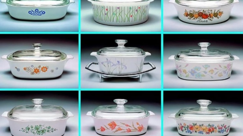 CorningWare casserole dishes in a variety of patterns.