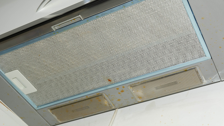Grease filter above an oven