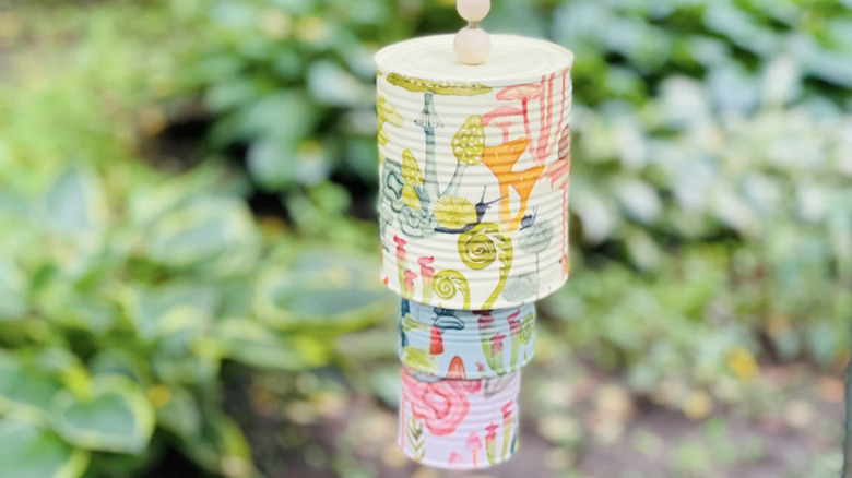 tiered soup can windchime DIY