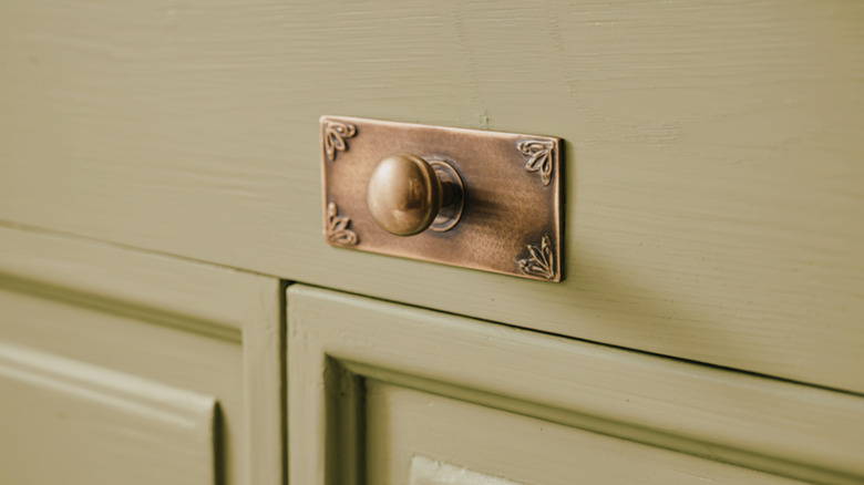 A brass knob with backplate