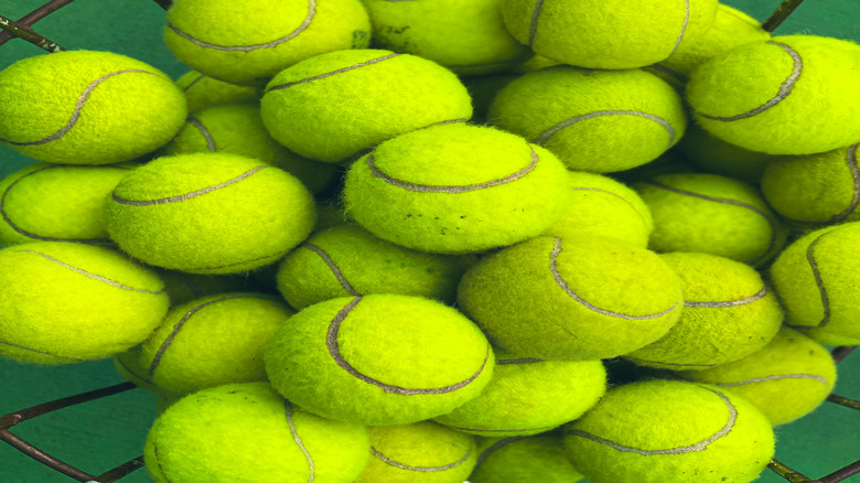 Tennis balls in a basket