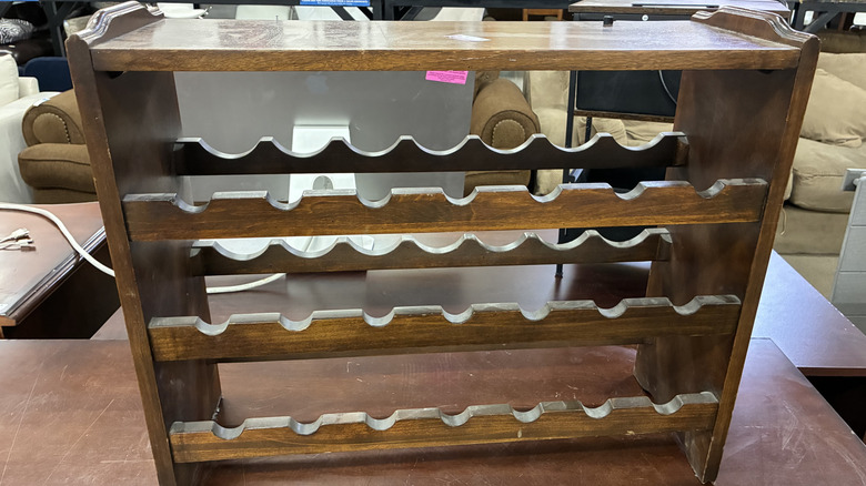 Old wine rack at thrift store