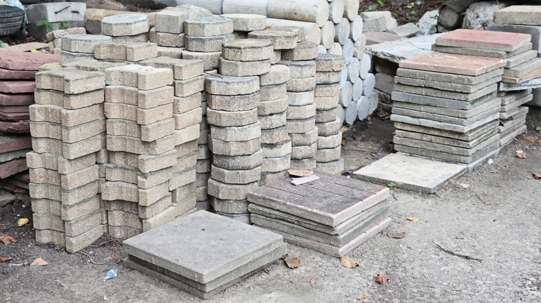 stacks of stone pavers