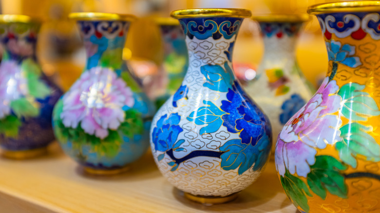 Cloisonné enamel vases