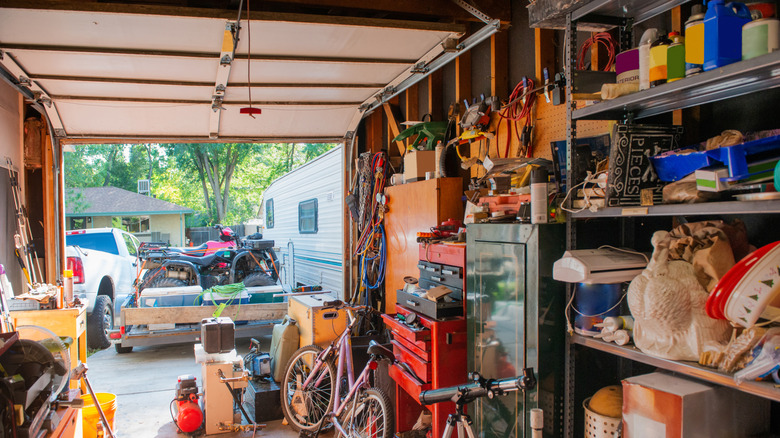 Cluttered home garage