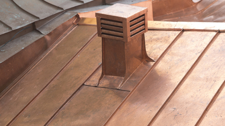 A vent on a new copper roof