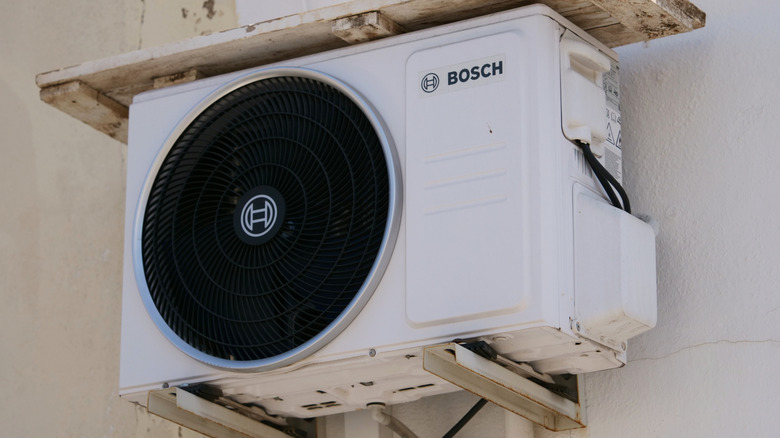 Bosch air conditioning unit on the outside of a building