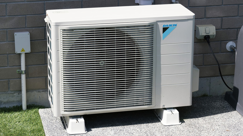 An outdoor Daikin HVAC unit during a sunny day.