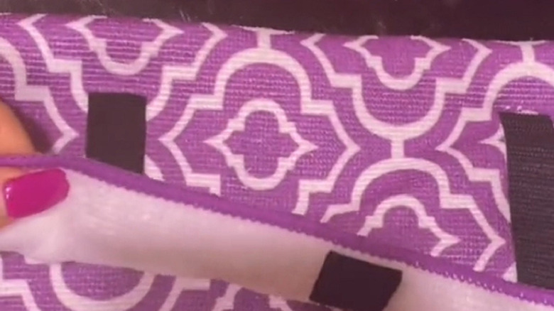 Purple kitchen towel with Velcro hack