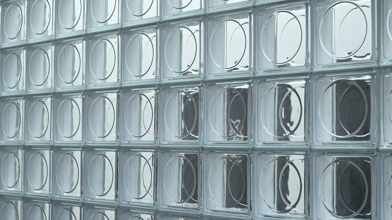 A clear glass block window in a home
