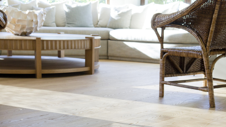 Matte hardwood floor in living room