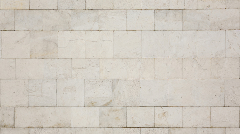 White and off-white square marble stone tiles