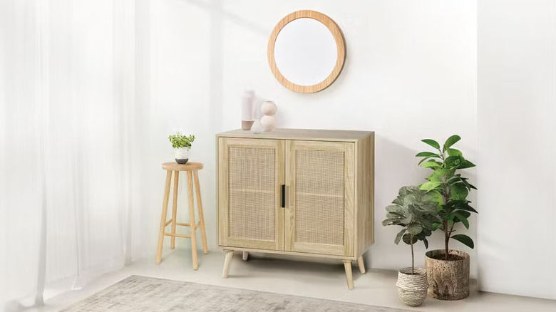 ALDI woven door cabinet with mirror above