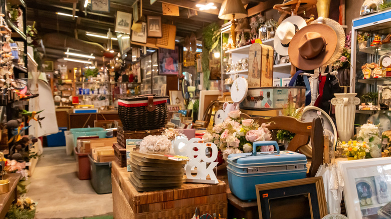 A thrift store stocked with a wide range of goods