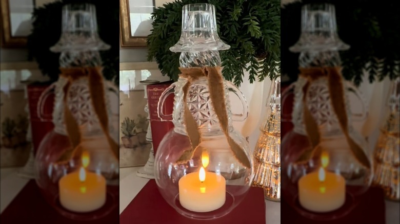 Glassware stacked to look like a snowman