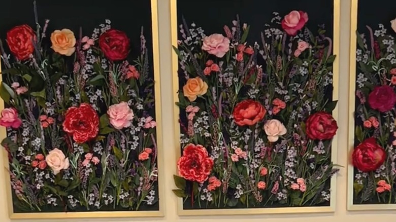 3D flower art in gold frames