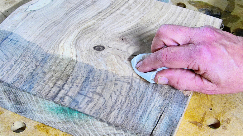 White oak darkened with vinegar and iron solution