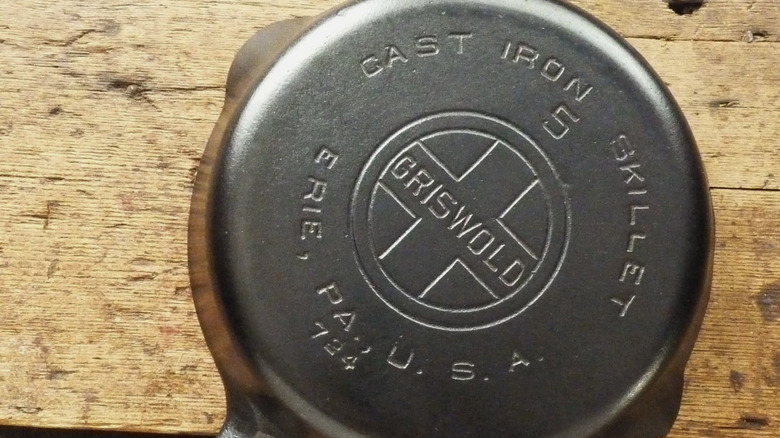 Closeup on Griswold cast iron pan