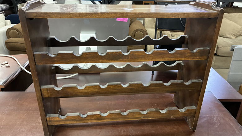 Old wine rack at thrift store