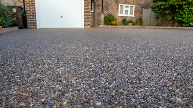 A resin-bound aggregate driveway free of weeds