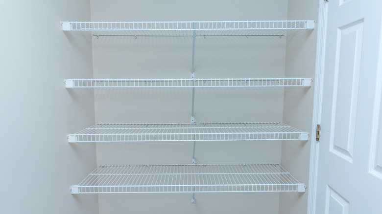 closet with white wire shelving