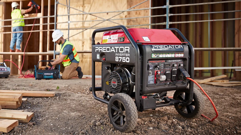 A Predator inverter generator on a jobsite