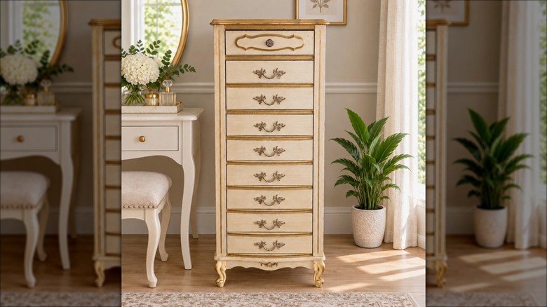 A vintage-style lingerie chest with nine drawers