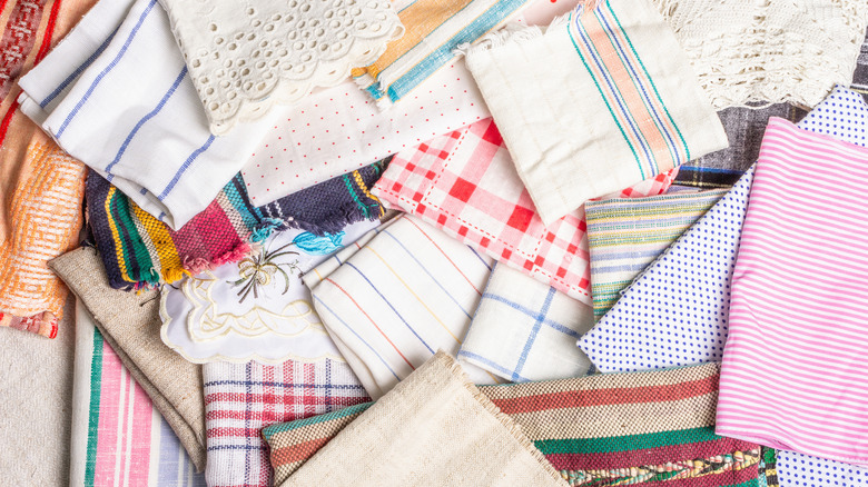 pile of colorful vintage handkerchiefs