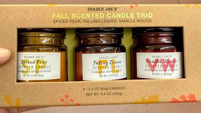 Trader Joe's fall scented candle trio in a box
