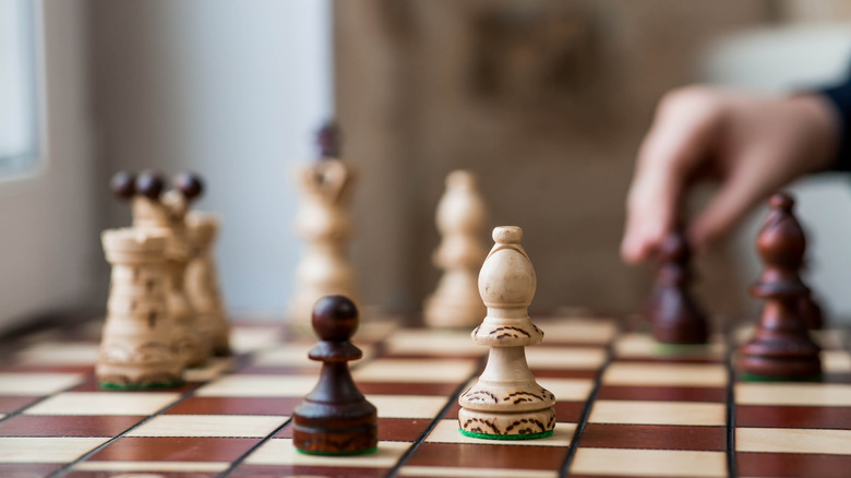 A person playing chess
