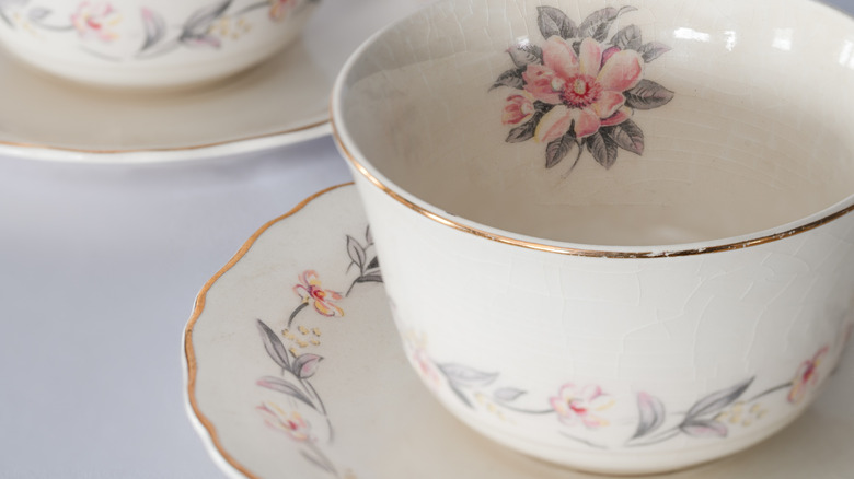Vintage floral pattern teacup and saucer