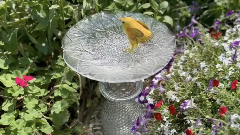 vintage glass birdbath craft