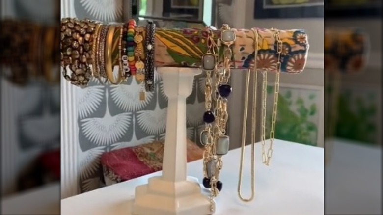 Jewelry holder with bracelets and necklaces