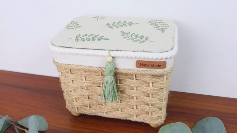 DIY countertop storage box made out of old food container